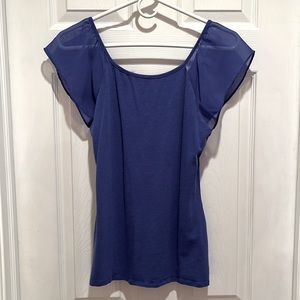 Express Periwinkle tee with sheer chiffon sleeve